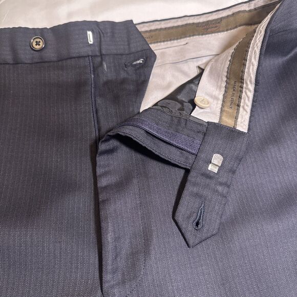 Pronto Uomo Platinum Pinstripe Suit Black 100% Wool size 44L 36 Waist - Picture 10 of 16